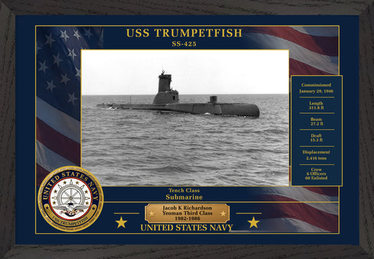 USS Trumpetfish SS-425 Framed Patriotic Photo