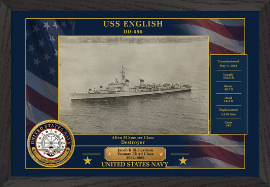 USS English DD-696 Framed Patriotic Photo