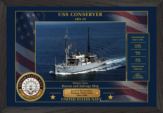 USS Conserver ARS-39 Framed Patriotic Photo