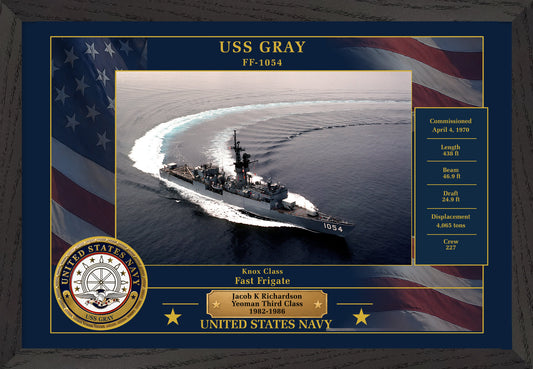 USS Gray FF-1054 Framed Patriotic Photo
