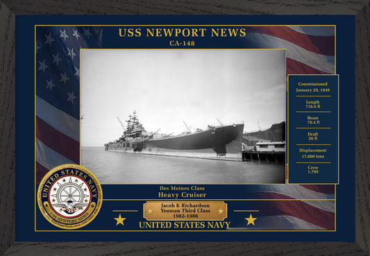 USS Newport News CA-148 Framed Patriotic Photo