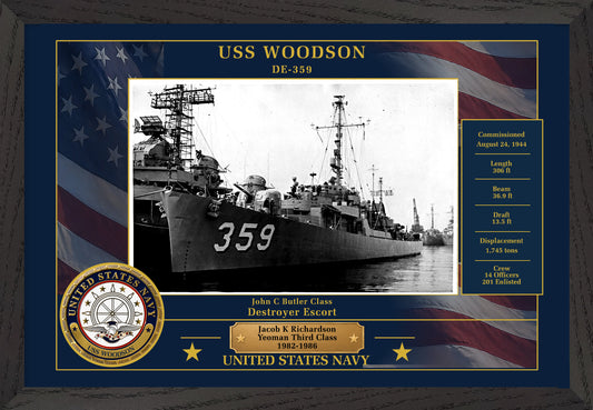 USS Woodson DE-359 Framed Patriotic Photo