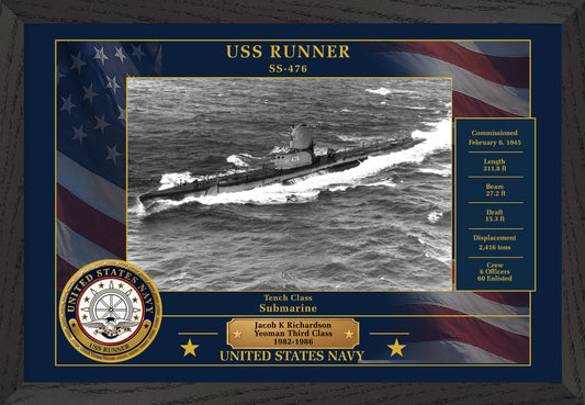 USS Runner SS-476 Framed Patriotic Photo