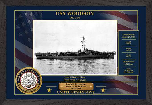 USS Woodson DE-359 Framed Patriotic Photo