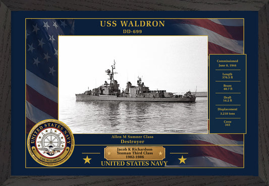 USS Waldron DD-699 Framed Patriotic Photo