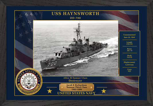 USS Haynsworth DD-700 Framed Patriotic Photo