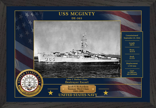 USS Mcginty DE-365 Framed Patriotic Photo
