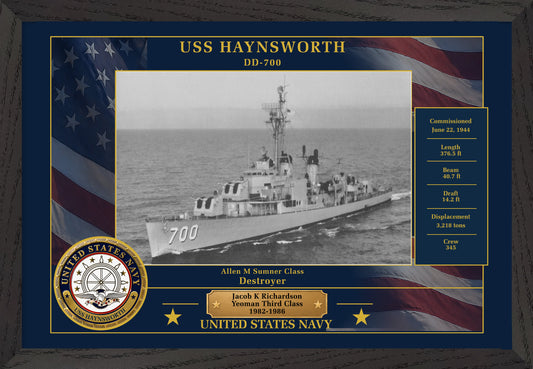 USS Haynsworth DD-700 Framed Patriotic Photo