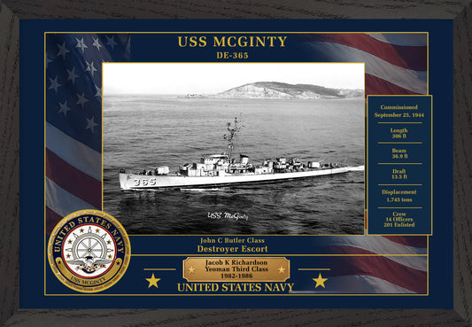 USS Mcginty DE-365 Framed Patriotic Photo