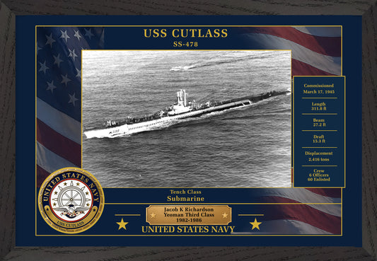 USS Cutlass SS-478 Framed Patriotic Photo