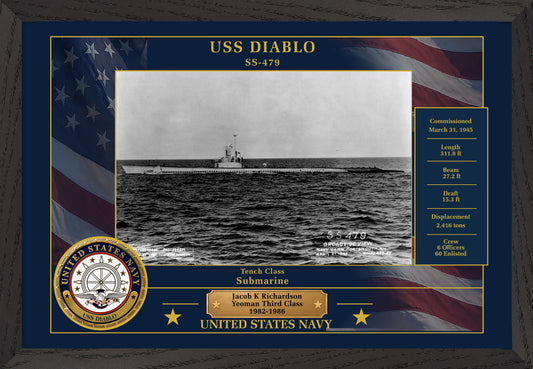 USS Diablo SS-479 Framed Patriotic Photo