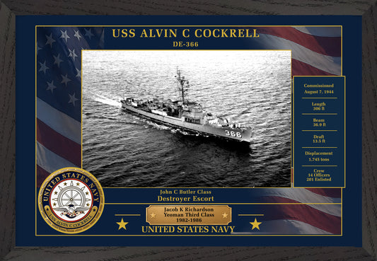USS Alvin C Cockrell DE-366 Framed Patriotic Photo