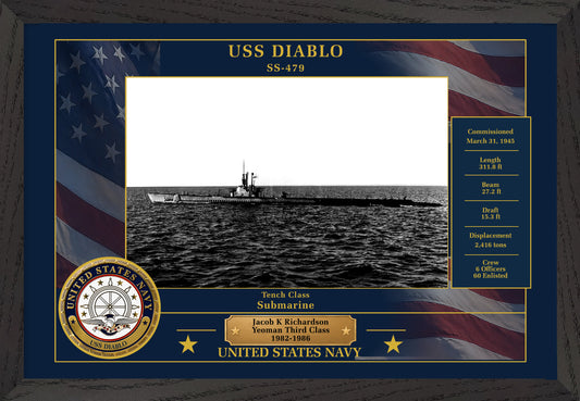 USS Diablo SS-479 Framed Patriotic Photo
