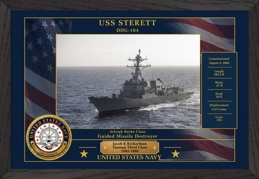 USS Sterett DDG-104 Framed Patriotic Photo