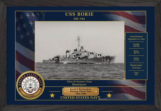 USS Borie DD-704 Framed Patriotic Photo