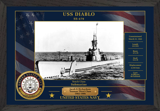 USS Diablo SS-479 Framed Patriotic Photo