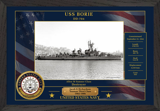 USS Borie DD-704 Framed Patriotic Photo