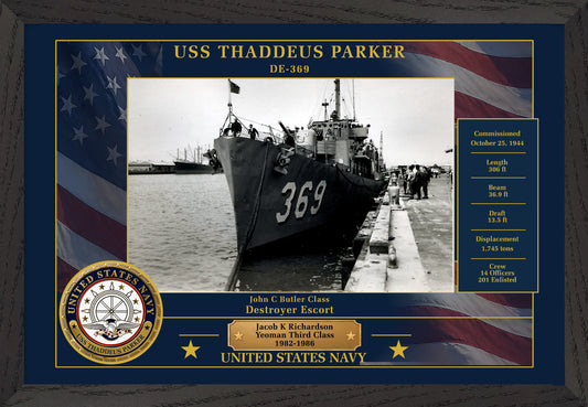 USS Thaddeus Parker DE-369 Framed Patriotic Photo