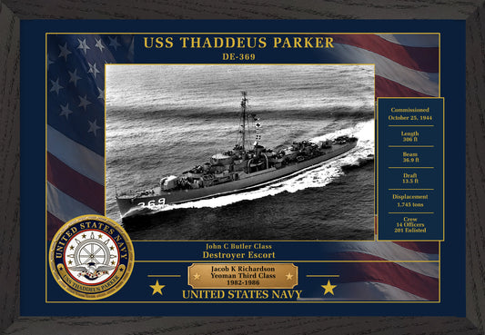 USS Thaddeus Parker DE-369 Framed Patriotic Photo
