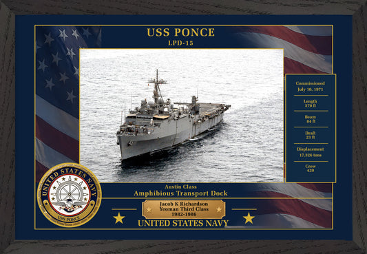 USS Ponce LPD-15 Framed Patriotic Photo