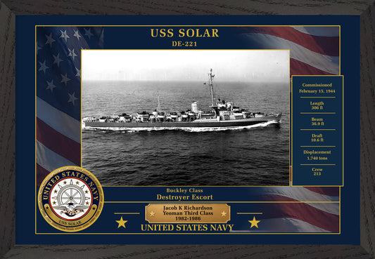 USS Solar DE-221 Framed Patriotic Photo
