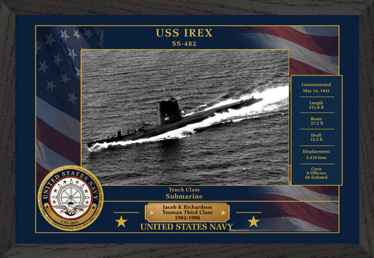 USS Irex SS-482 Framed Patriotic Photo