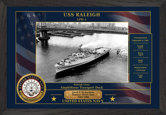 USS Raleigh LPD-1 Framed Patriotic Photo