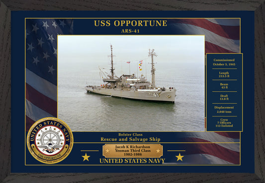 USS Opportune ARS-41 Framed Patriotic Photo