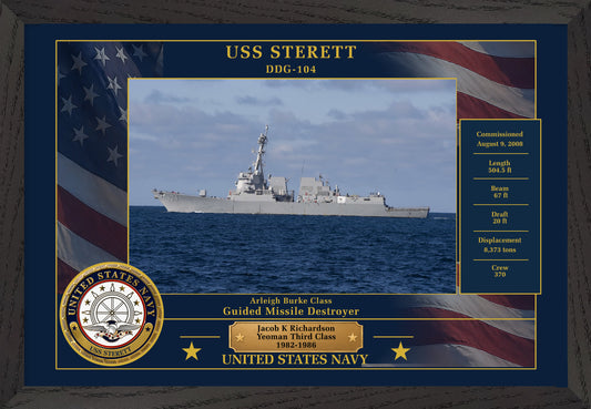 USS Sterett DDG-104 Framed Patriotic Photo