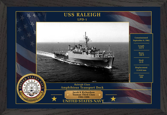 USS Raleigh LPD-1 Framed Patriotic Photo