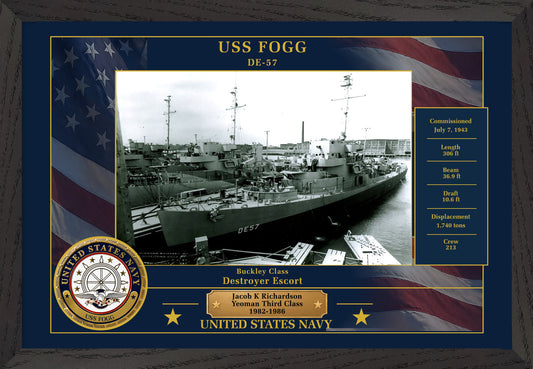 USS Fogg DE-57 Framed Patriotic Photo