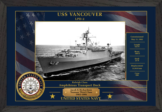 USS Vancouver LPD-2 Framed Patriotic Photo