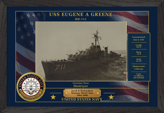 USS Eugene A Greene DD-711 Framed Patriotic Photo