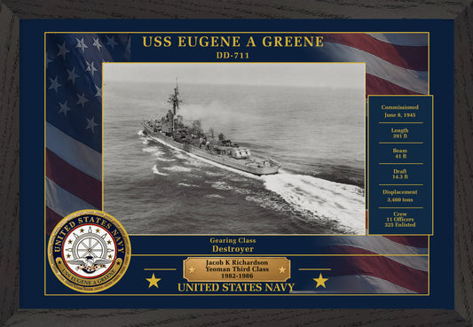 USS Eugene A Greene DD-711 Framed Patriotic Photo