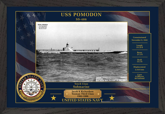 USS Pomodon SS-486 Framed Patriotic Photo