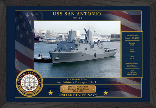 USS San Antonio LPD-17 Framed Patriotic Photo