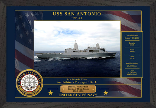 USS San Antonio LPD-17 Framed Patriotic Photo