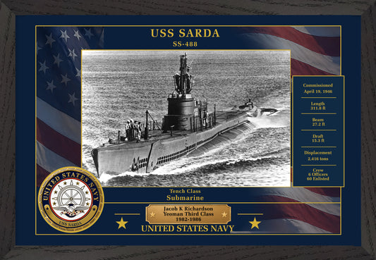 USS Sarda SS-488 Framed Patriotic Photo