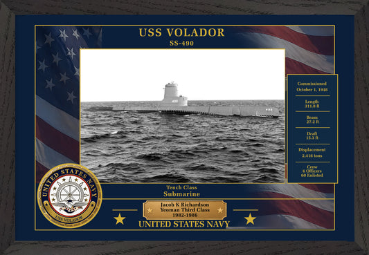 USS Volador SS-490 Framed Patriotic Photo