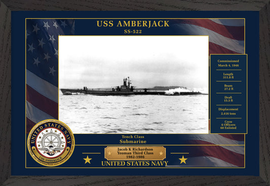 USS Amberjack SS-522 Framed Patriotic Photo