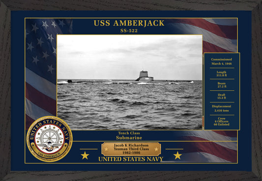 USS Amberjack SS-522 Framed Patriotic Photo