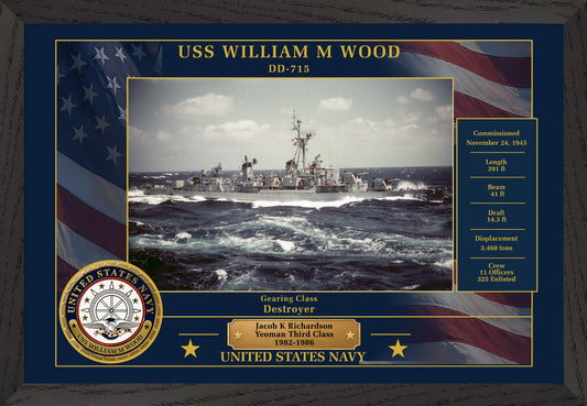 USS William M Wood DD-715 Framed Patriotic Photo