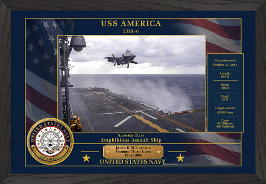 USS America LHA-6 Framed Patriotic Photo