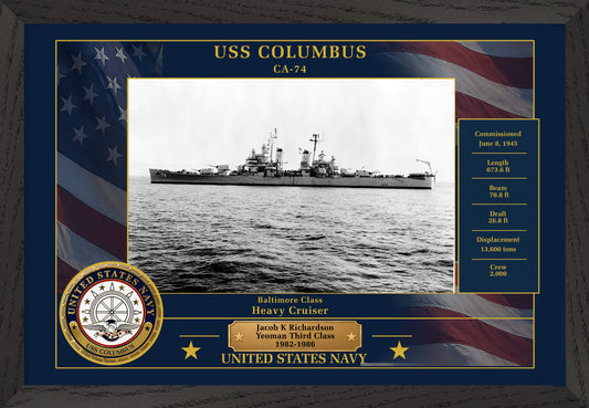 USS Columbus CA-74 Framed Patriotic Photo