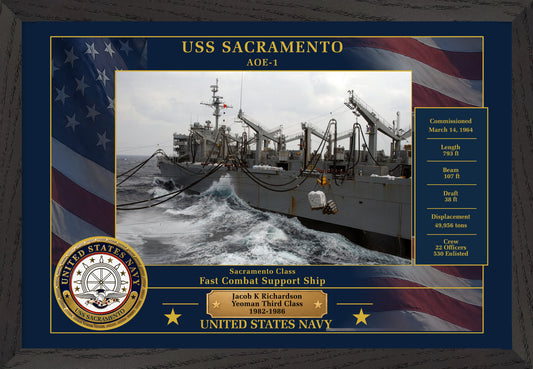 USS Sacramento AOE-1 Framed Patriotic Photo