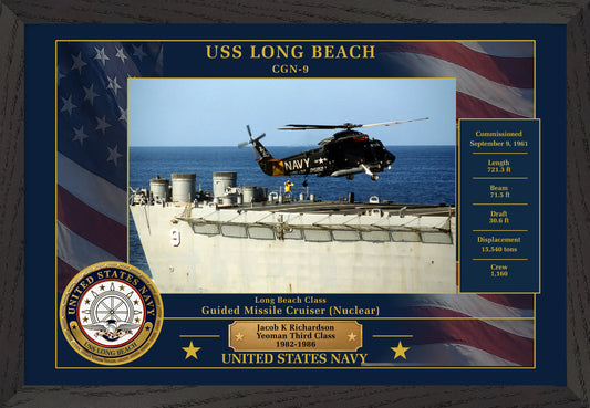 USS Long Beach CGN-9 Framed Patriotic Photo