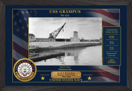 USS Grampus SS-523 Framed Patriotic Photo