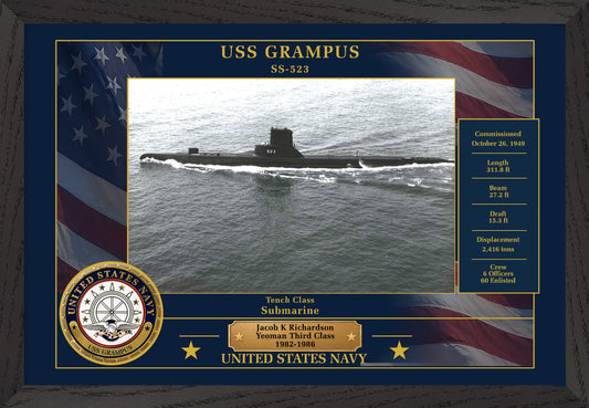 USS Grampus SS-523 Framed Patriotic Photo