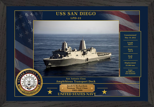USS San Diego LPD-22 Framed Patriotic Photo