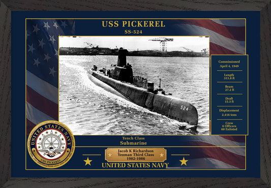 USS Pickerel SS-524 Framed Patriotic Photo